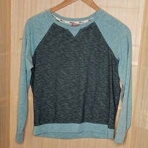 BKE Lounge Womens Grey Teal Long Sleeve Top Medium